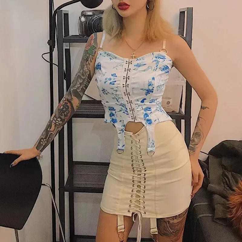 2024 Summer Gothic Y2K Vintage Punk Patchwork High