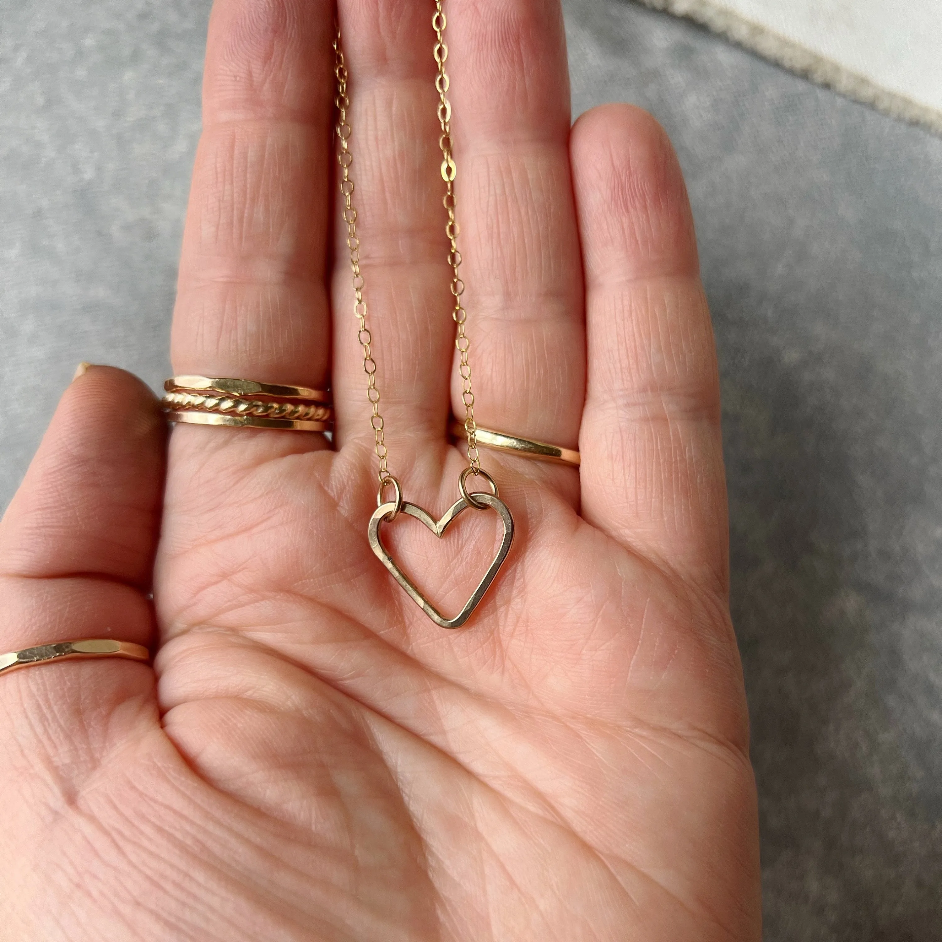 Amor Everyday Heart Necklace, Layering Gold Choker, Valentines Necklace, Gift for Her