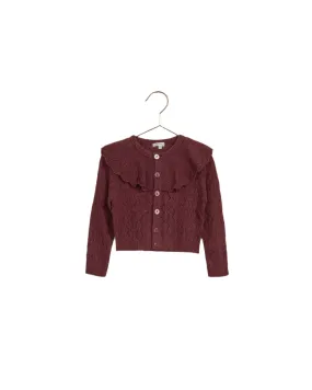 Baby Girls Sweater | Ruffle Cardigan - Fig | Noralee