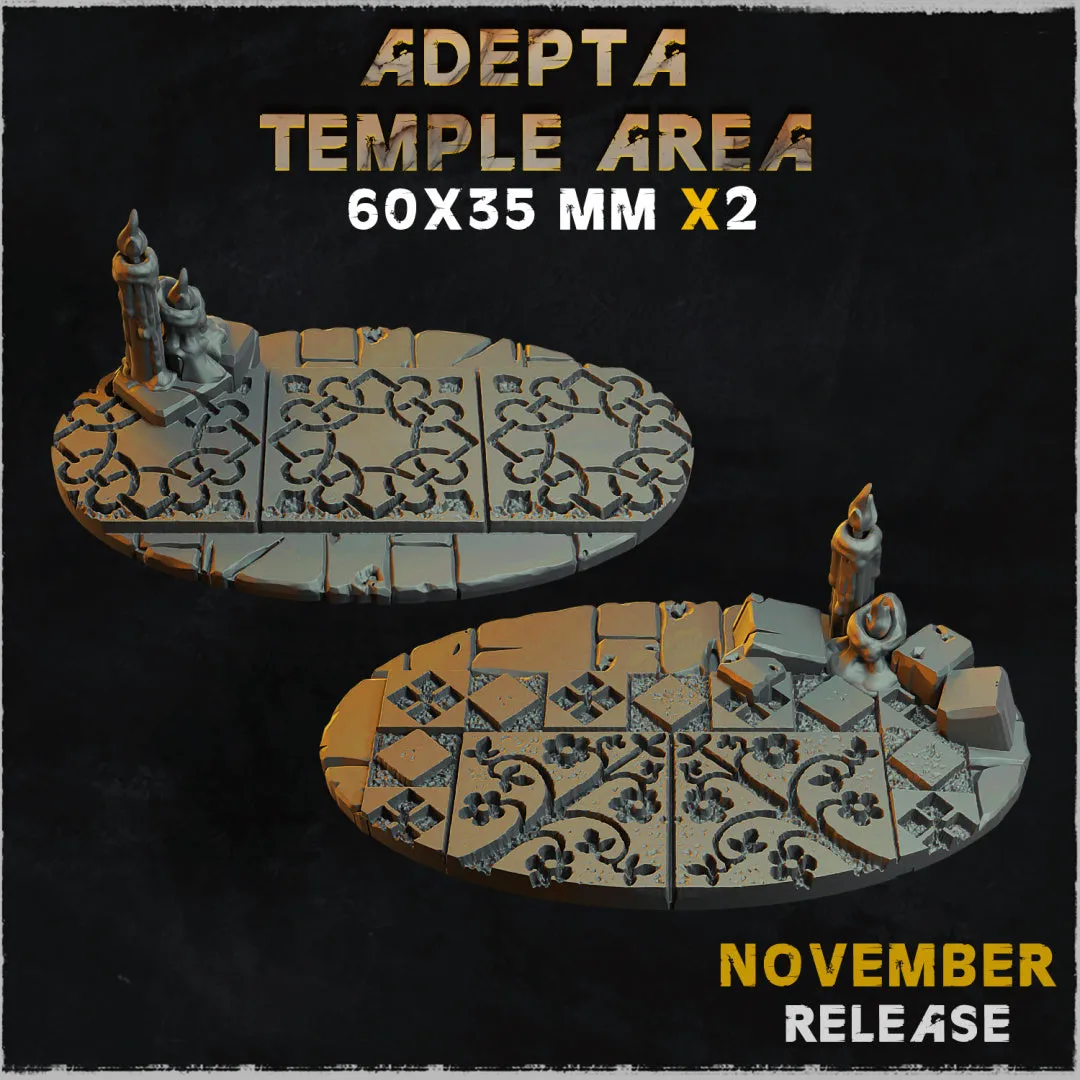 BASES - Adepta Temple Area - cathedral themed bases for wargames and tabletop eleven sizes available by zabavka workshop