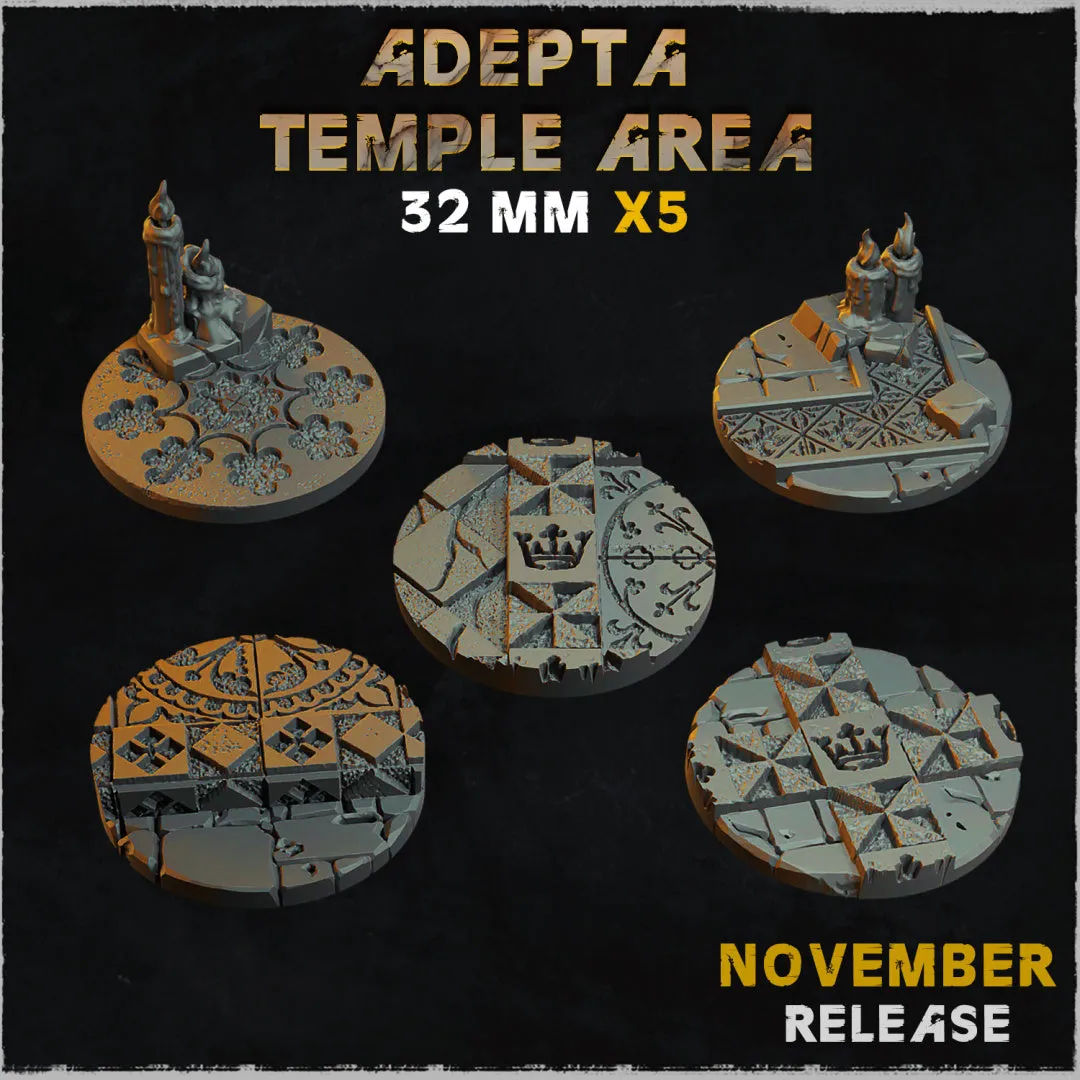 BASES - Adepta Temple Area - cathedral themed bases for wargames and tabletop eleven sizes available by zabavka workshop