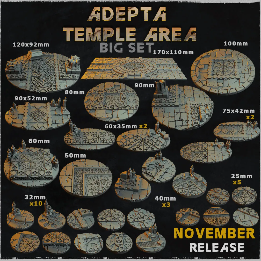 BASES - Adepta Temple Area - cathedral themed bases for wargames and tabletop eleven sizes available by zabavka workshop