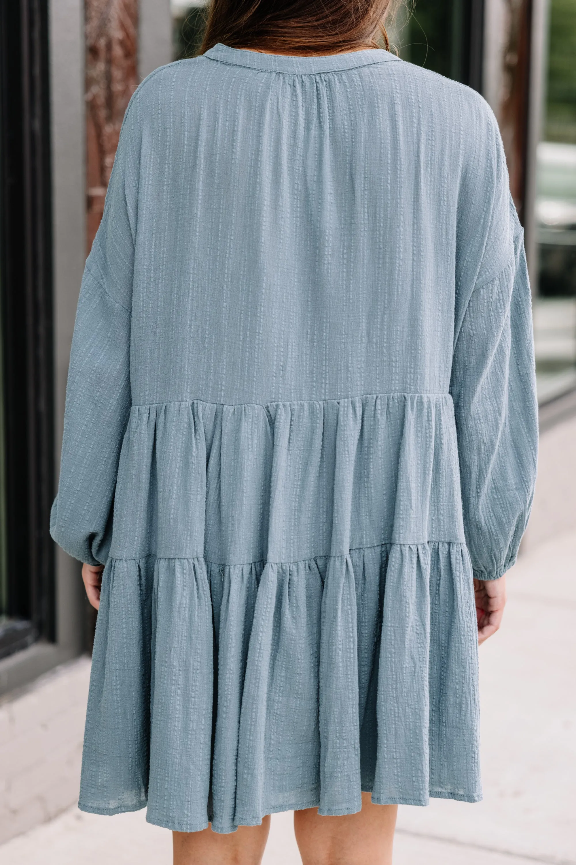 Be There Slate Blue Babydoll Dress