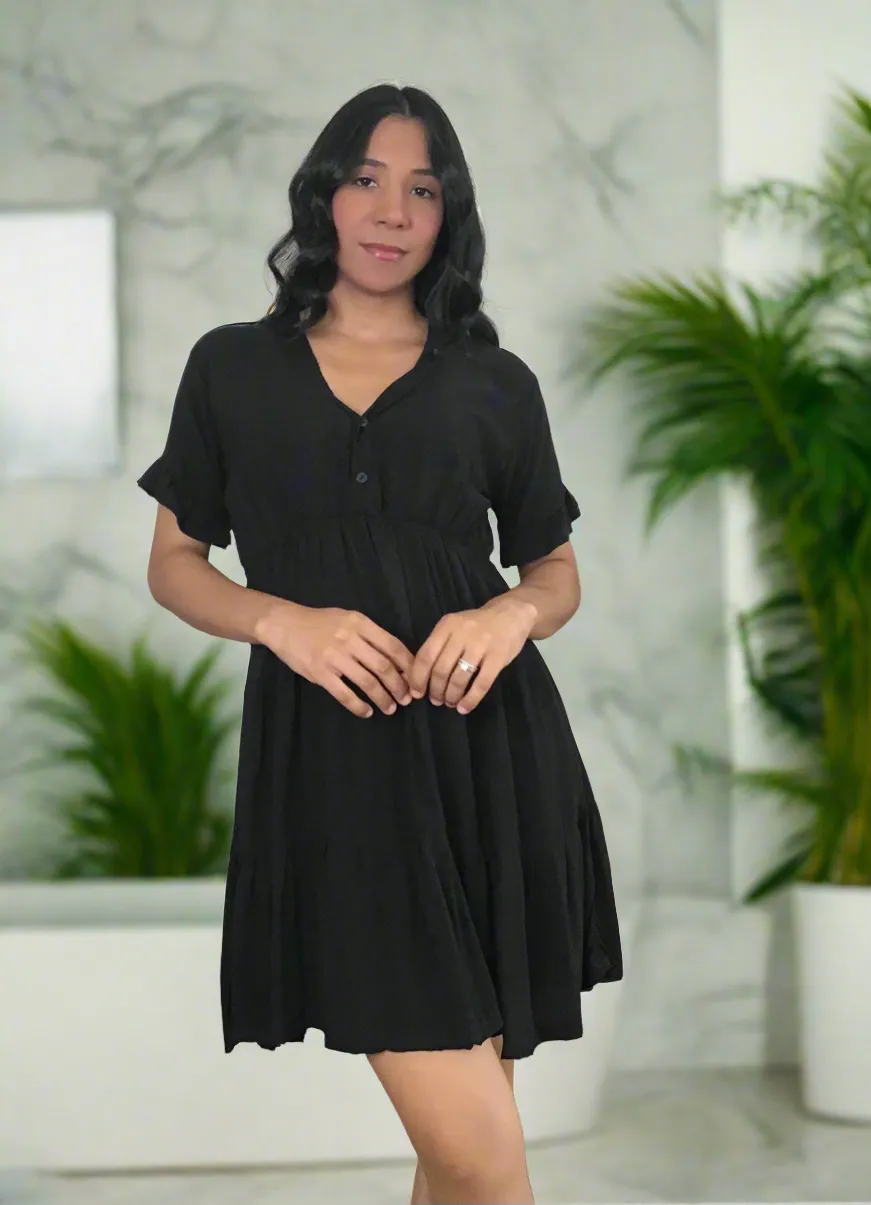 Black Pollera Dress | Handcrafted Elegance | Nido Shop