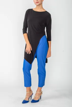 Black Split Side Boat Neck Tunic Top