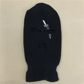 Black Sword Embroidery 3 Holes Ski mask