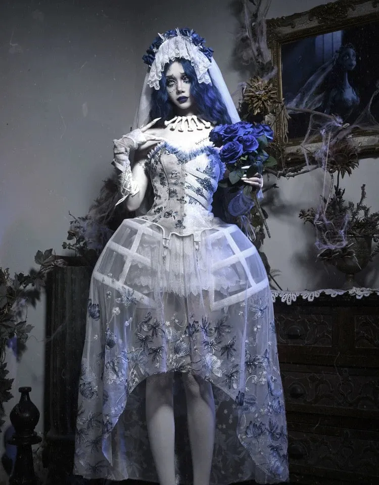 [Blood Supply] Corpse Bride 2024 Halloween Costume Gothic Corset Top with petticoats