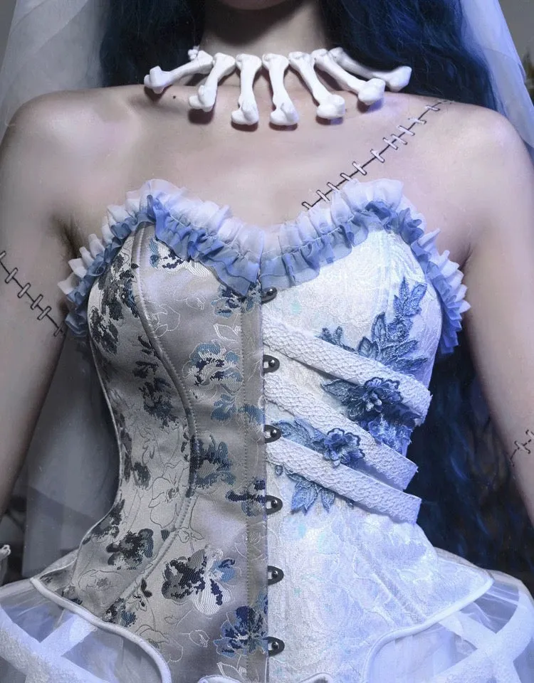 [Blood Supply] Corpse Bride 2024 Halloween Costume Gothic Corset Top with petticoats