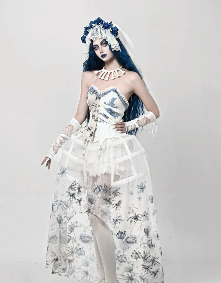 [Blood Supply] Corpse Bride 2024 Halloween Costume Gothic Corset Top with petticoats
