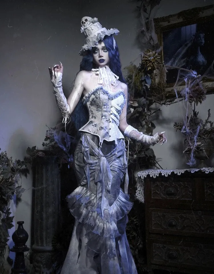 [Blood Supply] Corpse Bride 2024 Halloween Costume Gothic Corset Top with petticoats