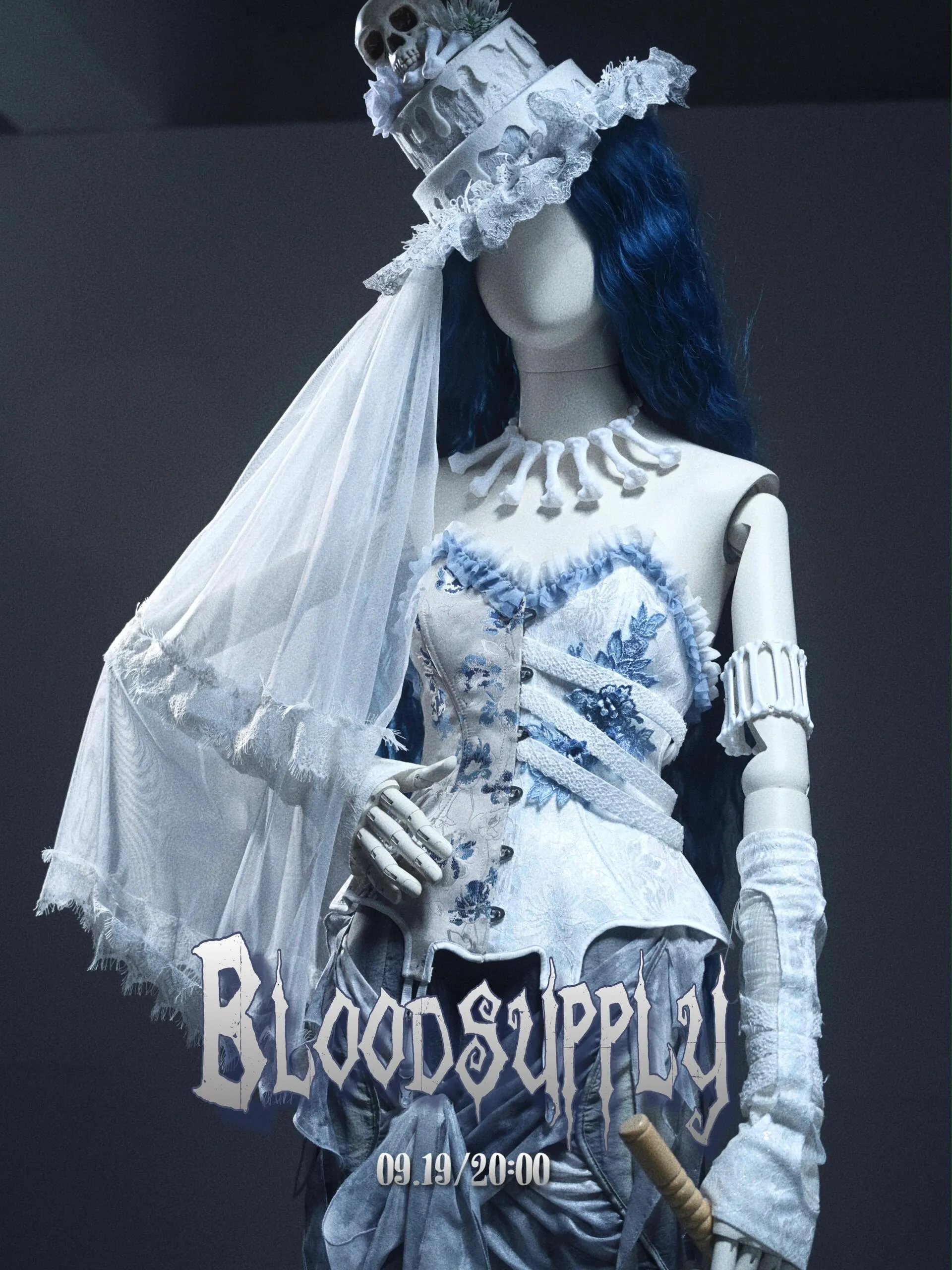 [Blood Supply] Corpse Bride 2024 Halloween Costume Gothic Corset Top with petticoats