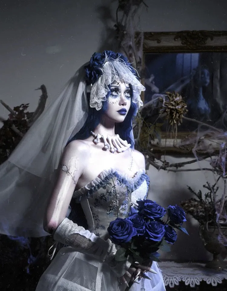 [Blood Supply] Corpse Bride 2024 Halloween Costume Gothic Corset Top with petticoats