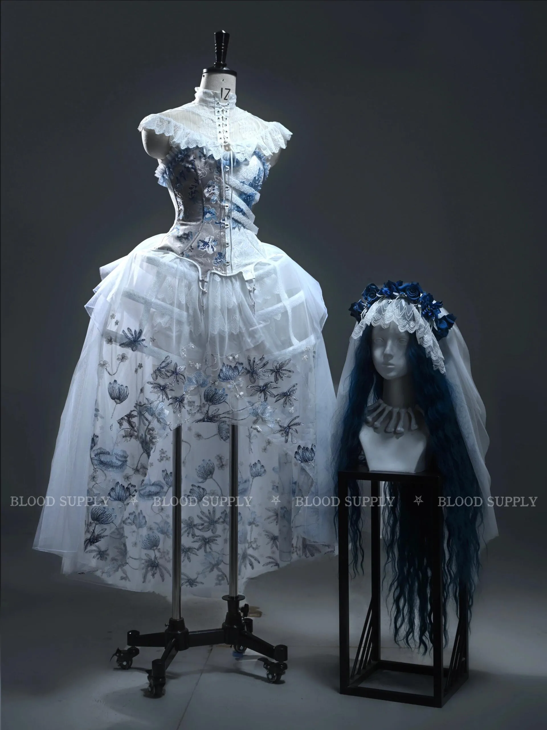 [Blood Supply] Corpse Bride 2024 Halloween Costume Gothic Corset Top with petticoats