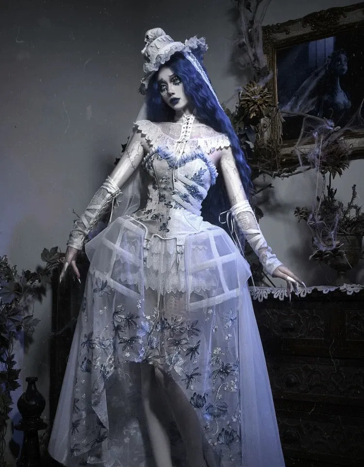 [Blood Supply] Corpse Bride 2024 Halloween Costume Gothic Corset Top with petticoats