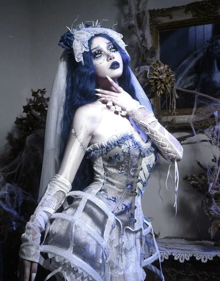 [Blood Supply] Corpse Bride 2024 Halloween Costume Gothic Corset Top with petticoats