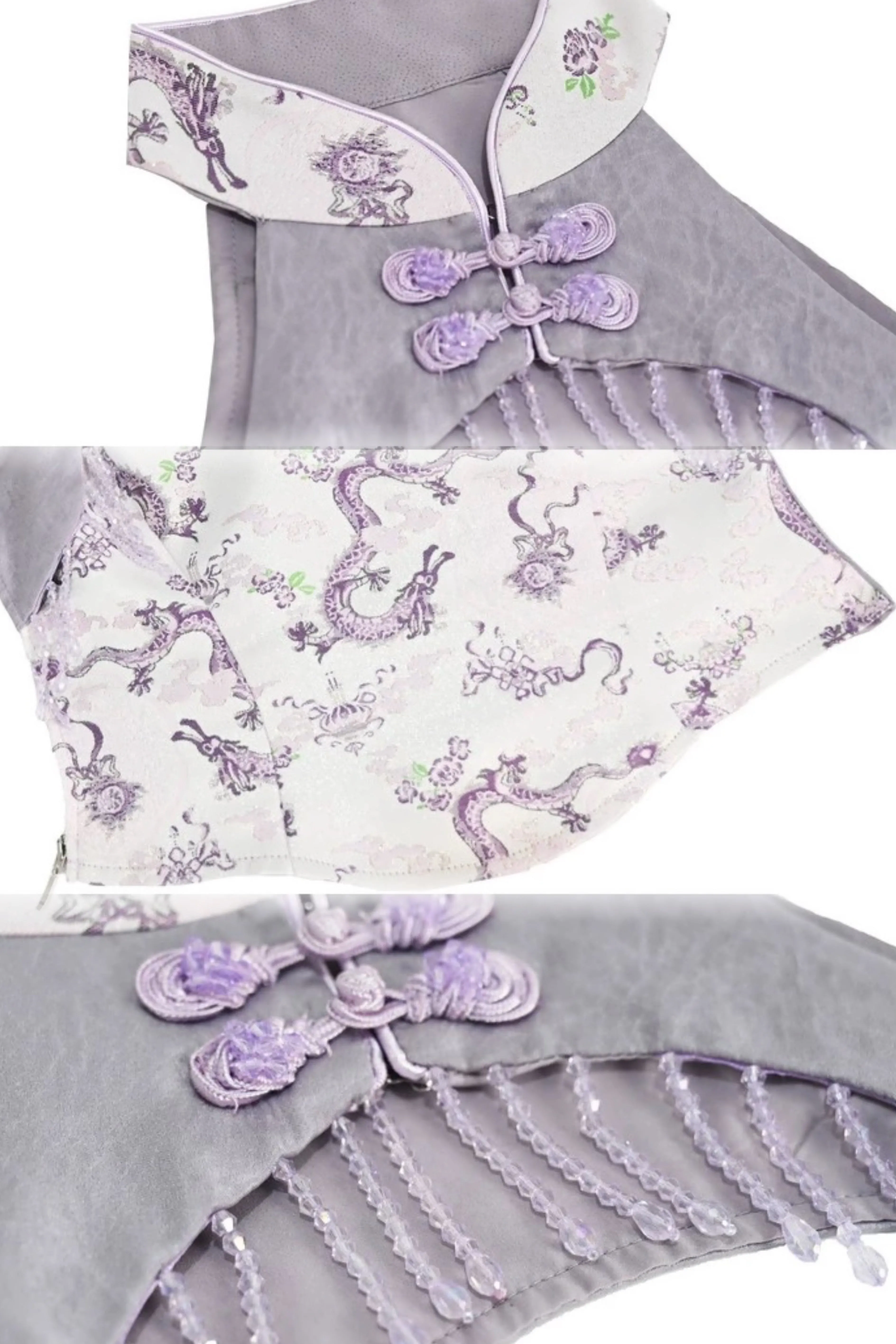 [Blood Supply] Dragon In Wisteria Crystal Tassels Crop Top