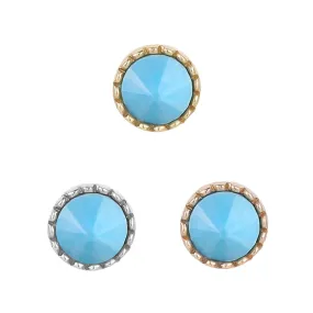 BUDDHA JEWELRYROUND ACCENT BEZEL REVERSE SET - TURQUOISE - THREADLESS END
