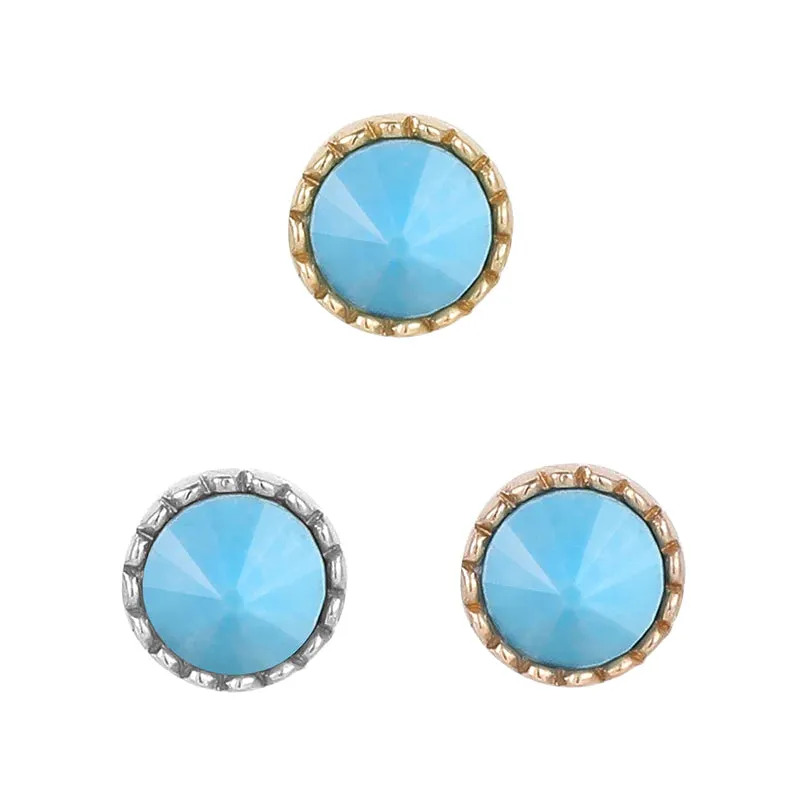 BUDDHA JEWELRYROUND ACCENT BEZEL REVERSE SET - TURQUOISE - THREADLESS END
