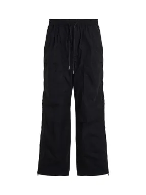 Cotton Side Zipper Pants in Black