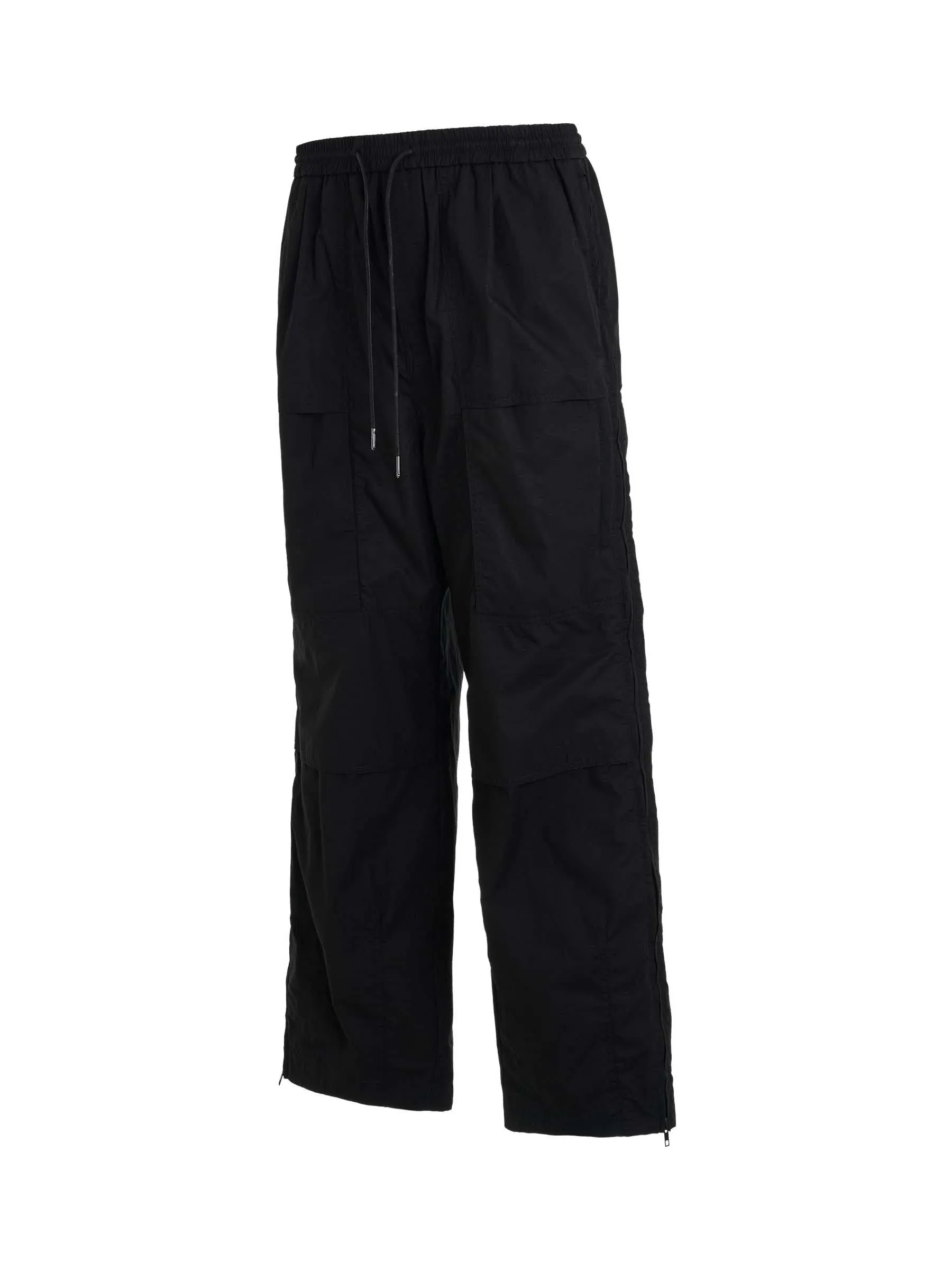 Cotton Side Zipper Pants in Black
