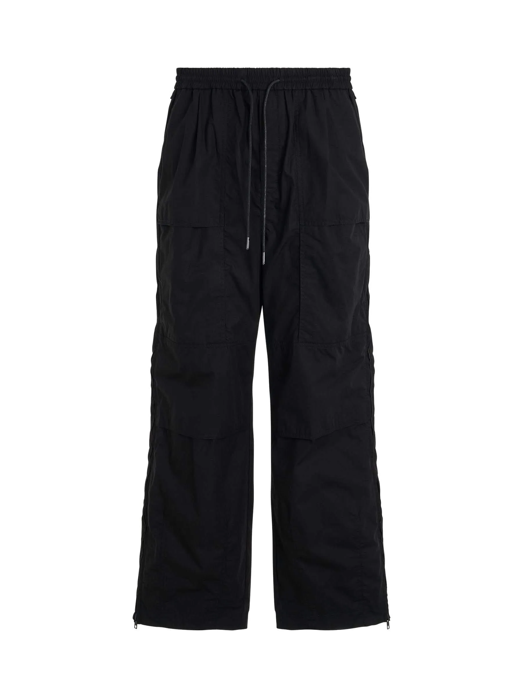 Cotton Side Zipper Pants in Black