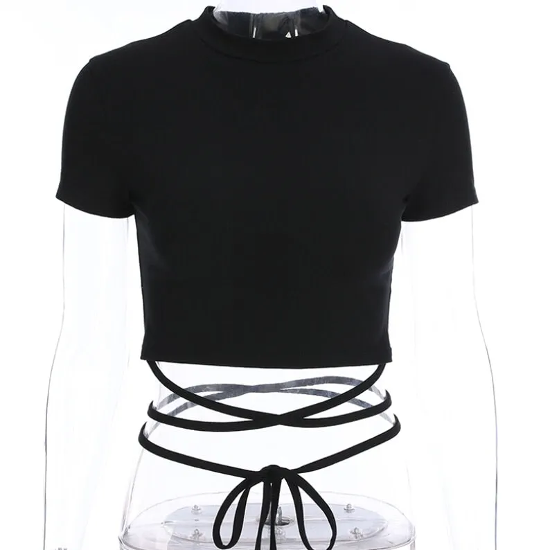 'Damage' Black Alternative Lace Up T-shirt