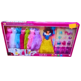 Defa Lucy Fashion Doll Set with 6 Stunning Dresses & Accessories | Dress-Up Play for Kids 3 