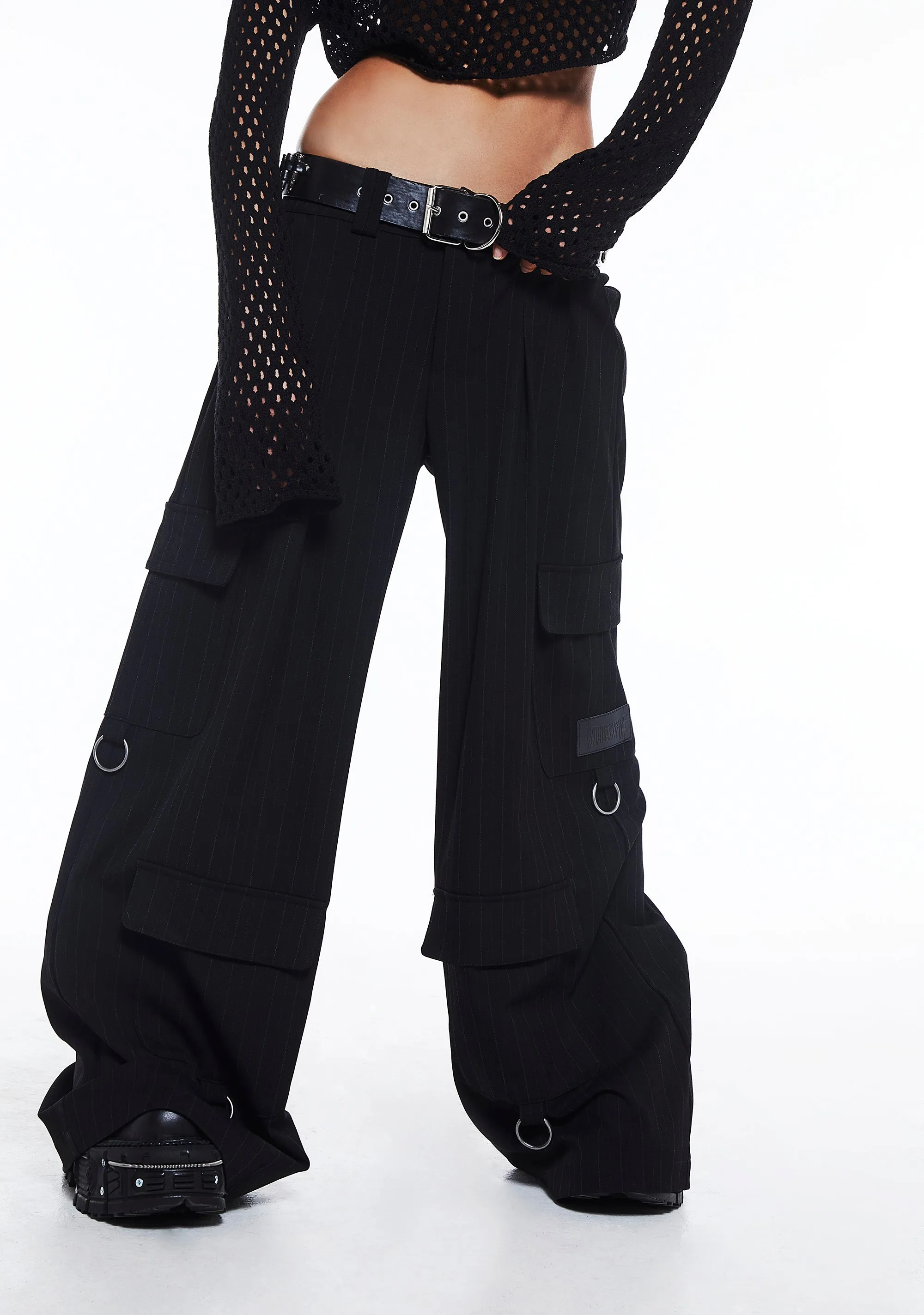 Diatonic Wide Leg Pinstripe Cargo Pants