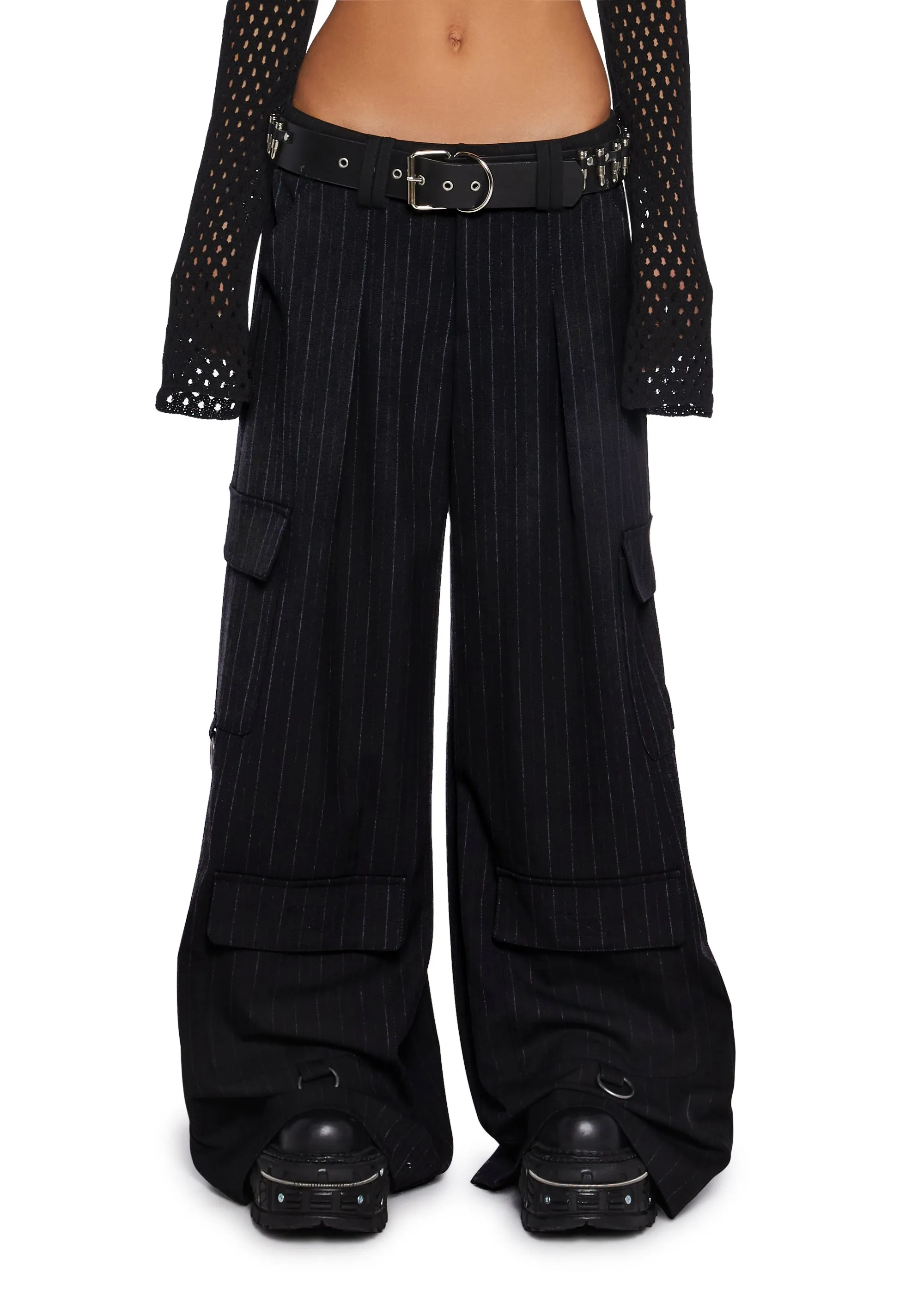 Diatonic Wide Leg Pinstripe Cargo Pants