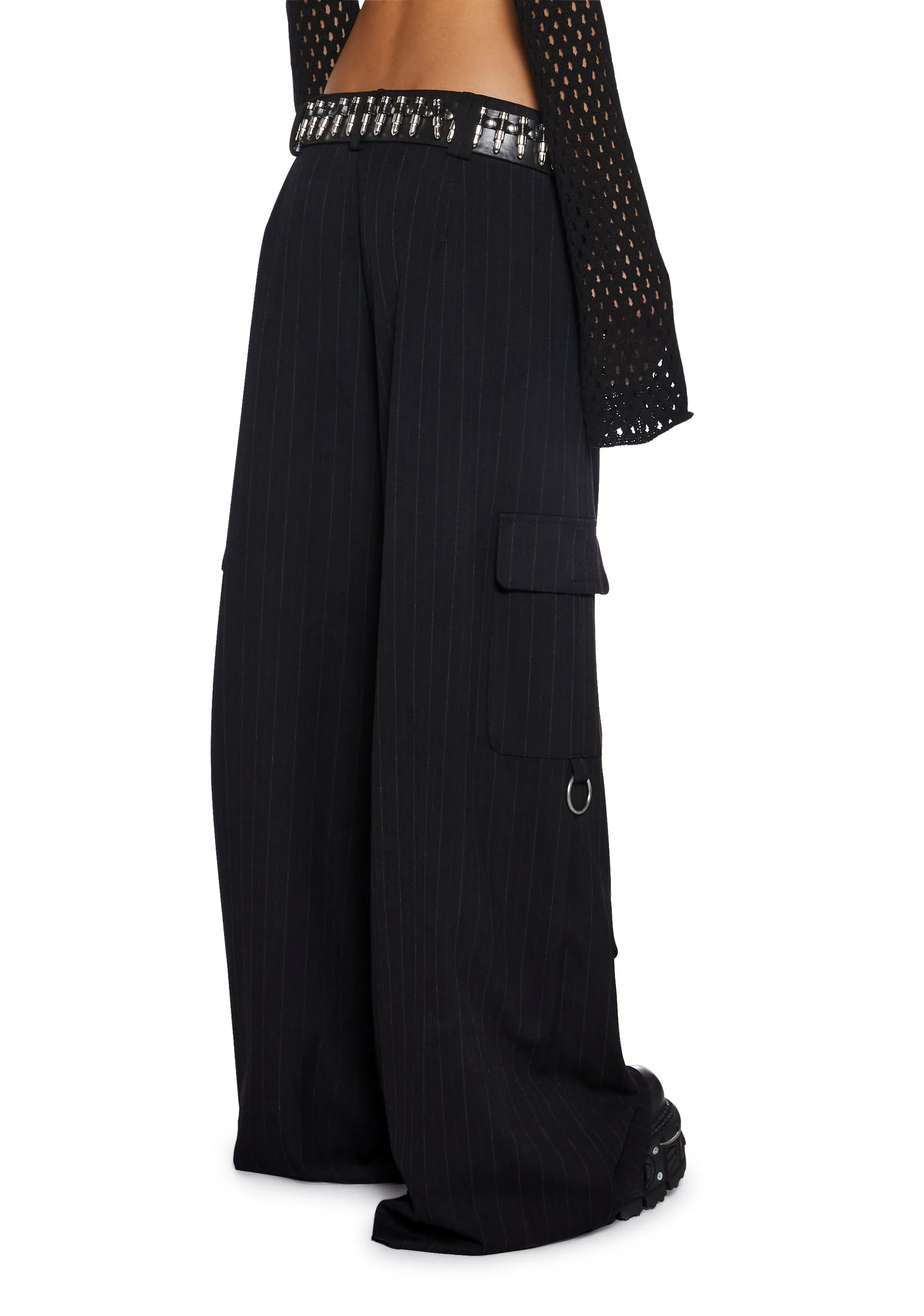 Diatonic Wide Leg Pinstripe Cargo Pants