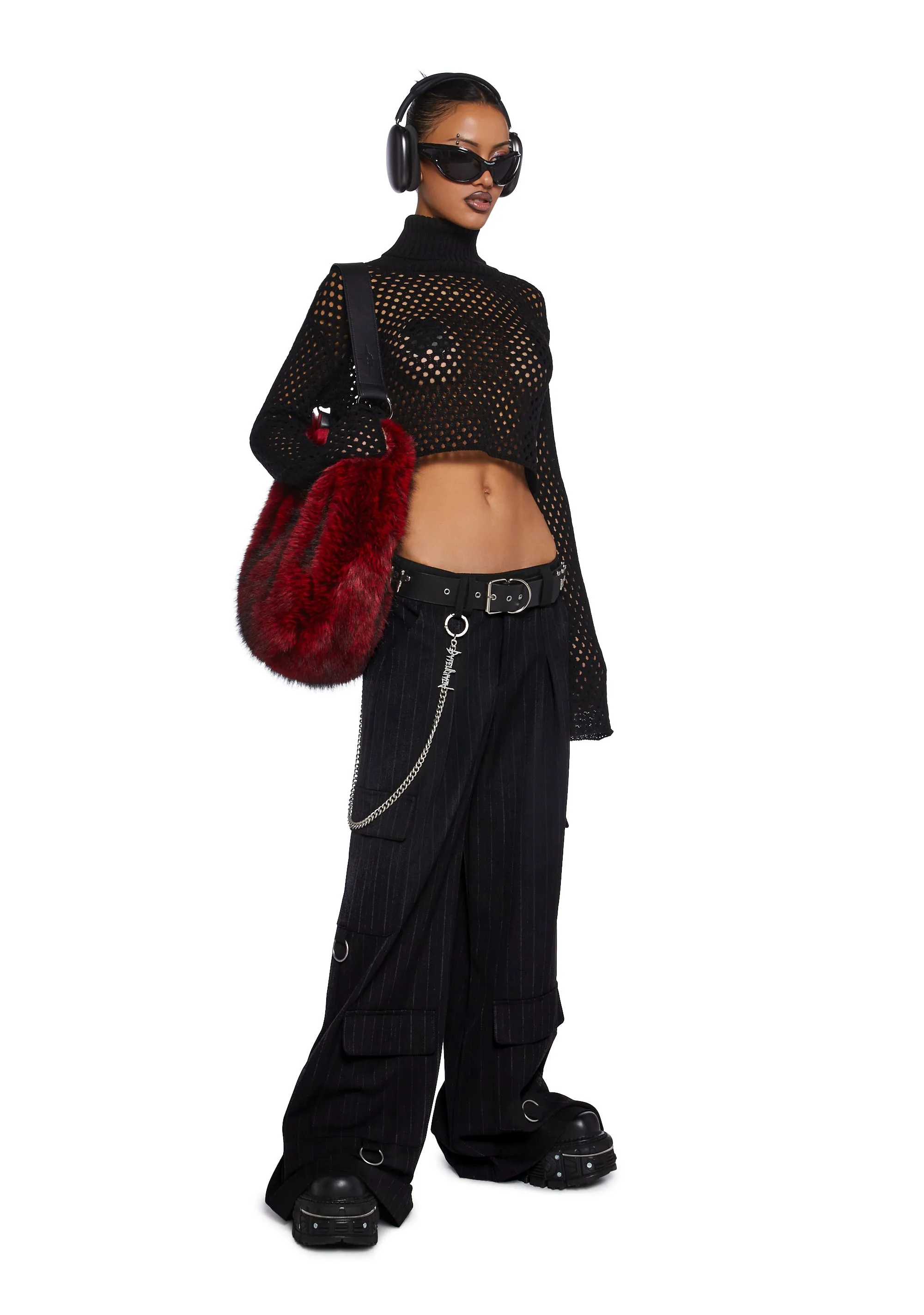 Diatonic Wide Leg Pinstripe Cargo Pants