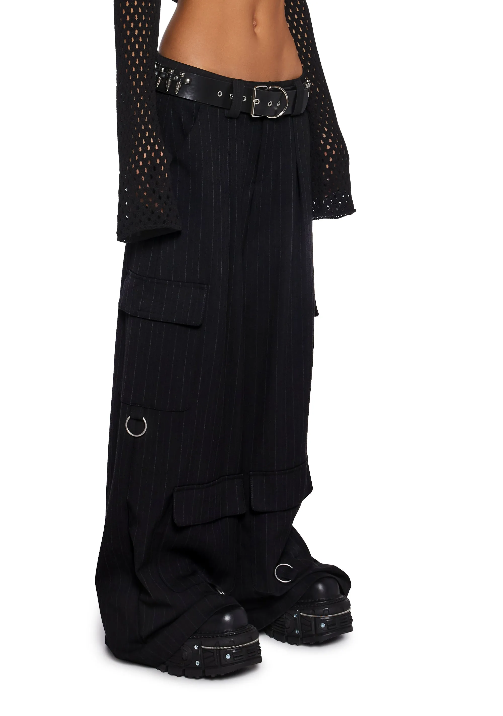 Diatonic Wide Leg Pinstripe Cargo Pants