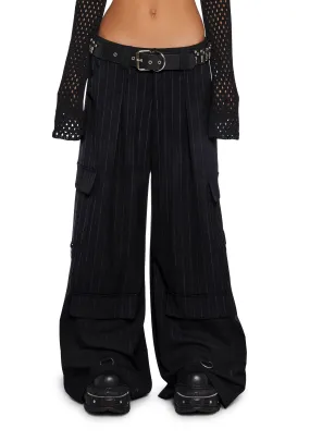 Diatonic Wide Leg Pinstripe Cargo Pants