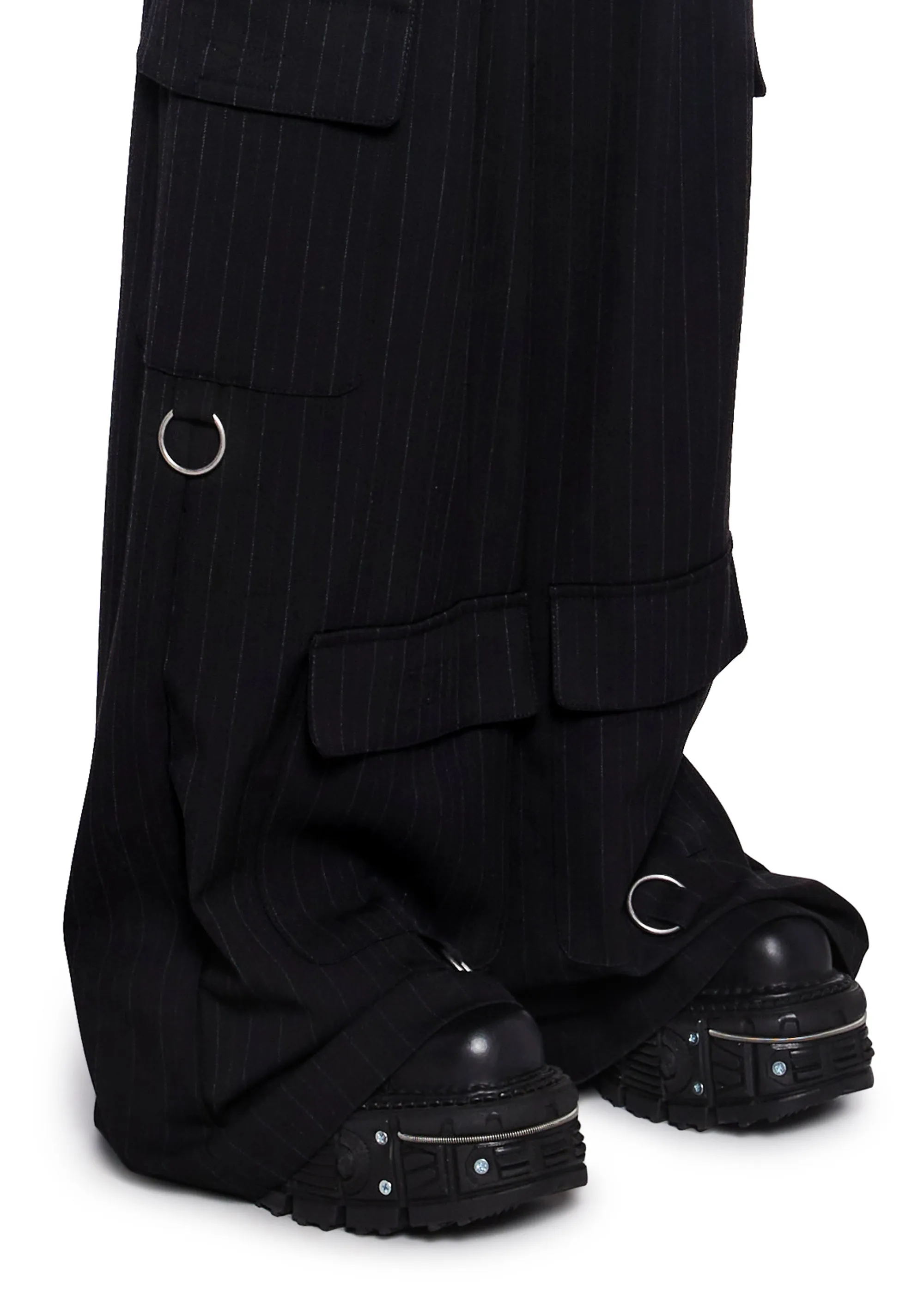 Diatonic Wide Leg Pinstripe Cargo Pants
