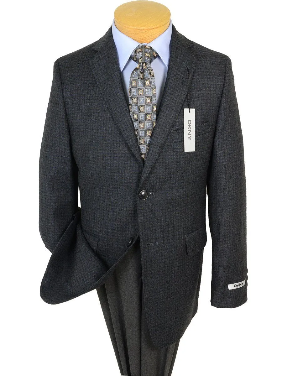 DKNY 17651 Charcoal / Blue Boy's Sports Coat - Check - 100% Tropical Worsted Wool