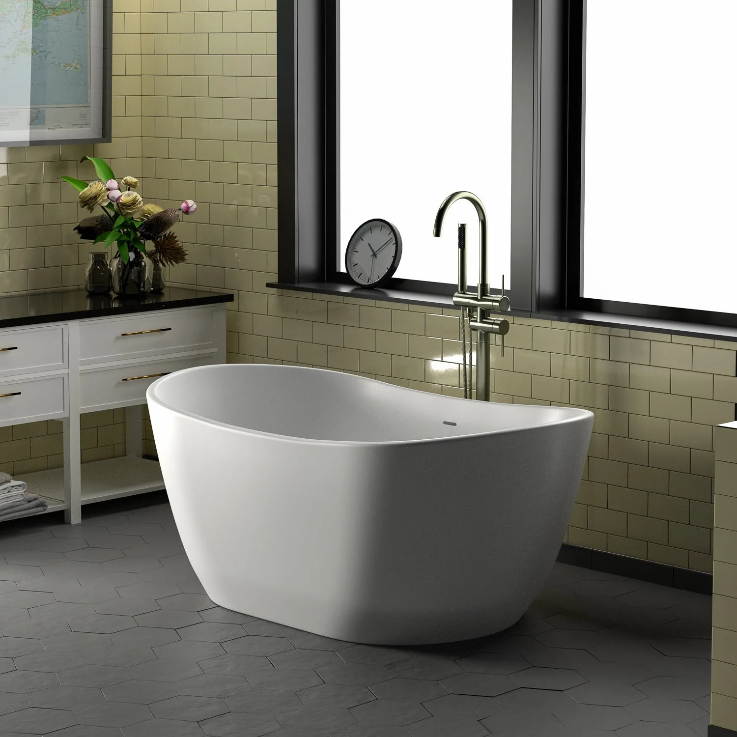 Edison 56" Resin Freestanding Tub