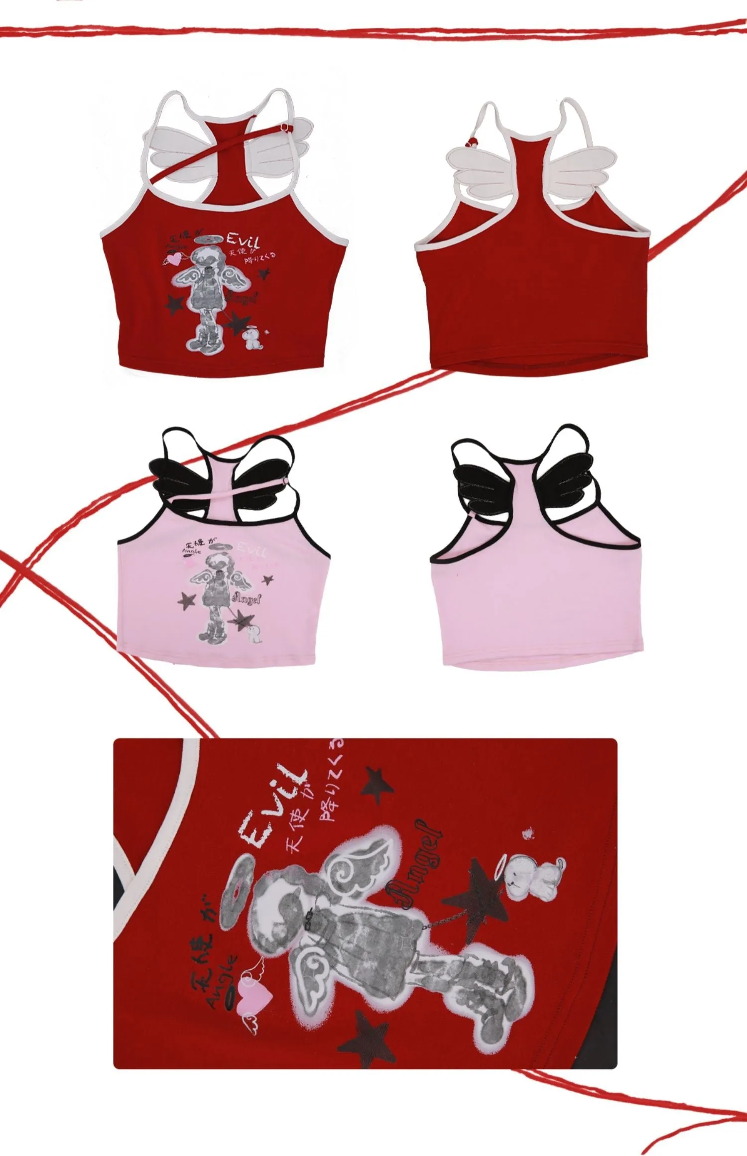 [Evil tooth] Angel besties wing crop top