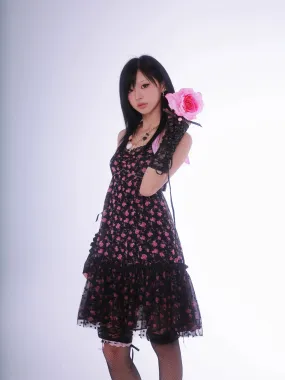 [Evil Tooth] Wild Rose Floral Gyaru Girl Mini Dress