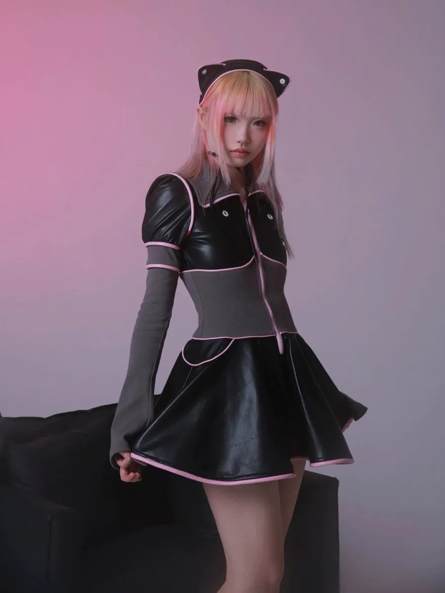 [Evil tooth]Mechanical Cat Ears Leather Headband