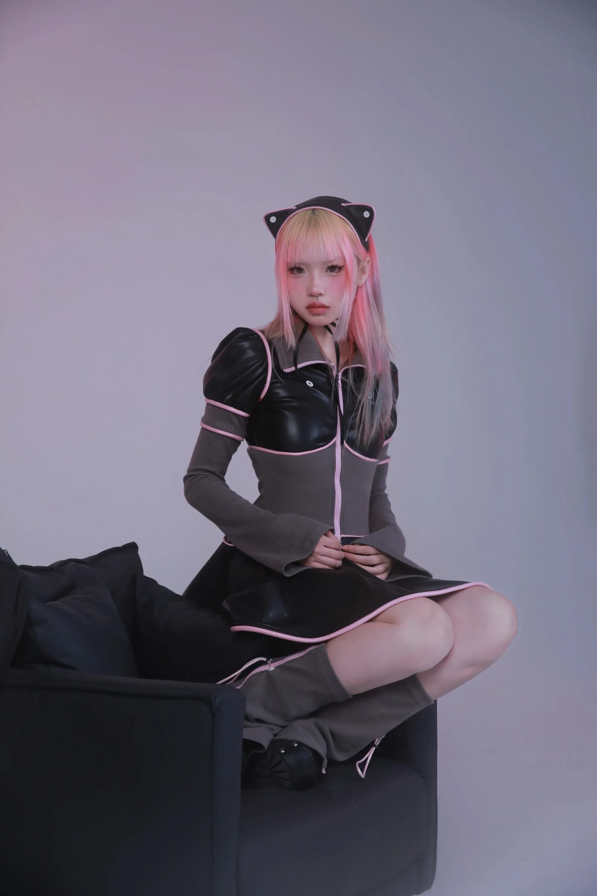 [Evil tooth]Mechanical Cat Ears Leather Headband