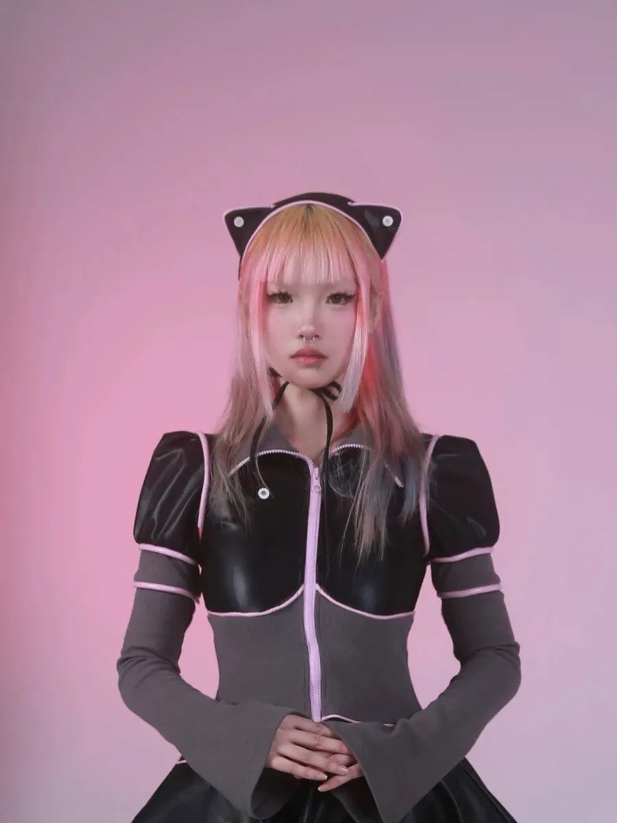 [Evil tooth]Mechanical Cat Ears Leather Headband