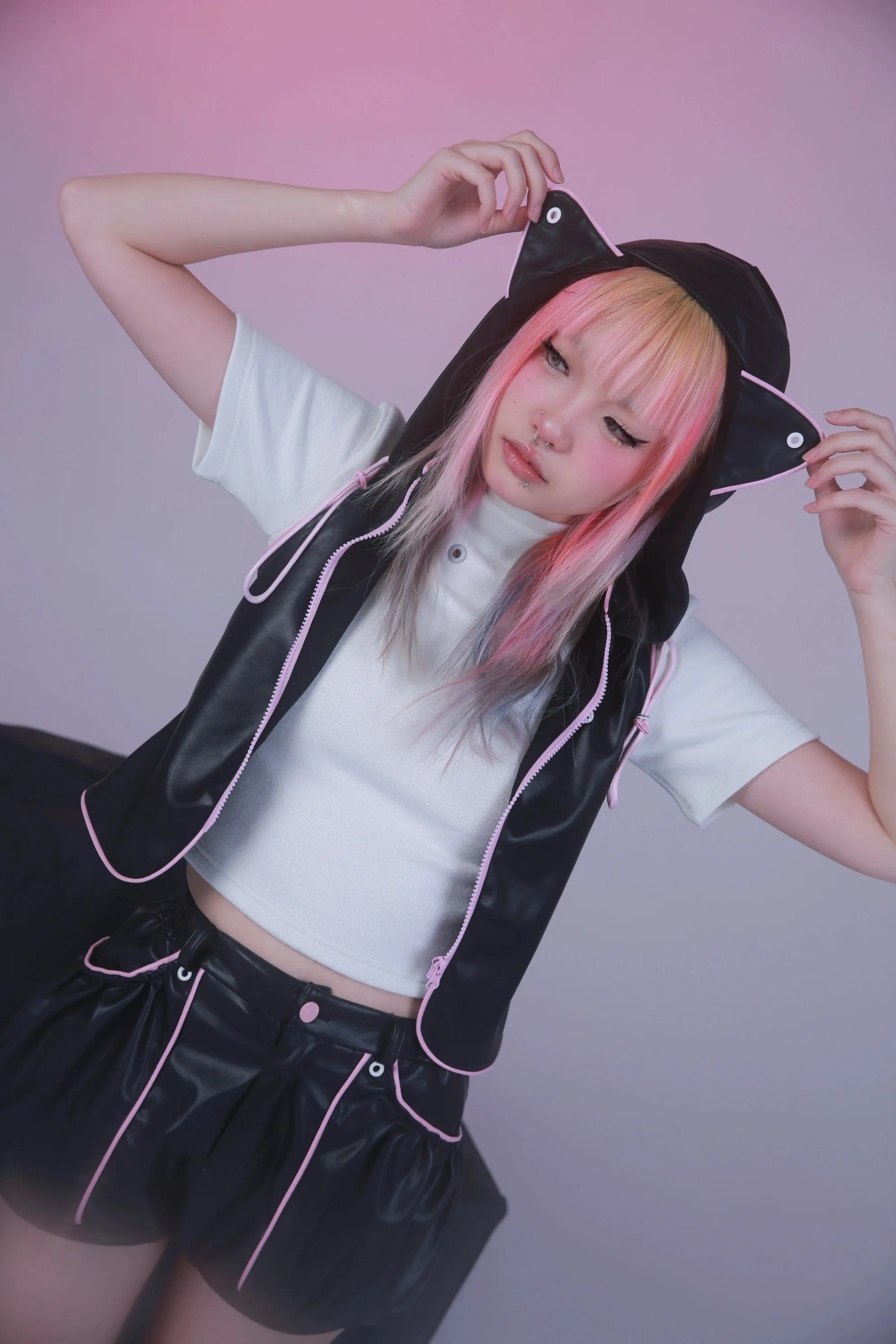 [Evil tooth]Mechanical Punk High-Neck Top
