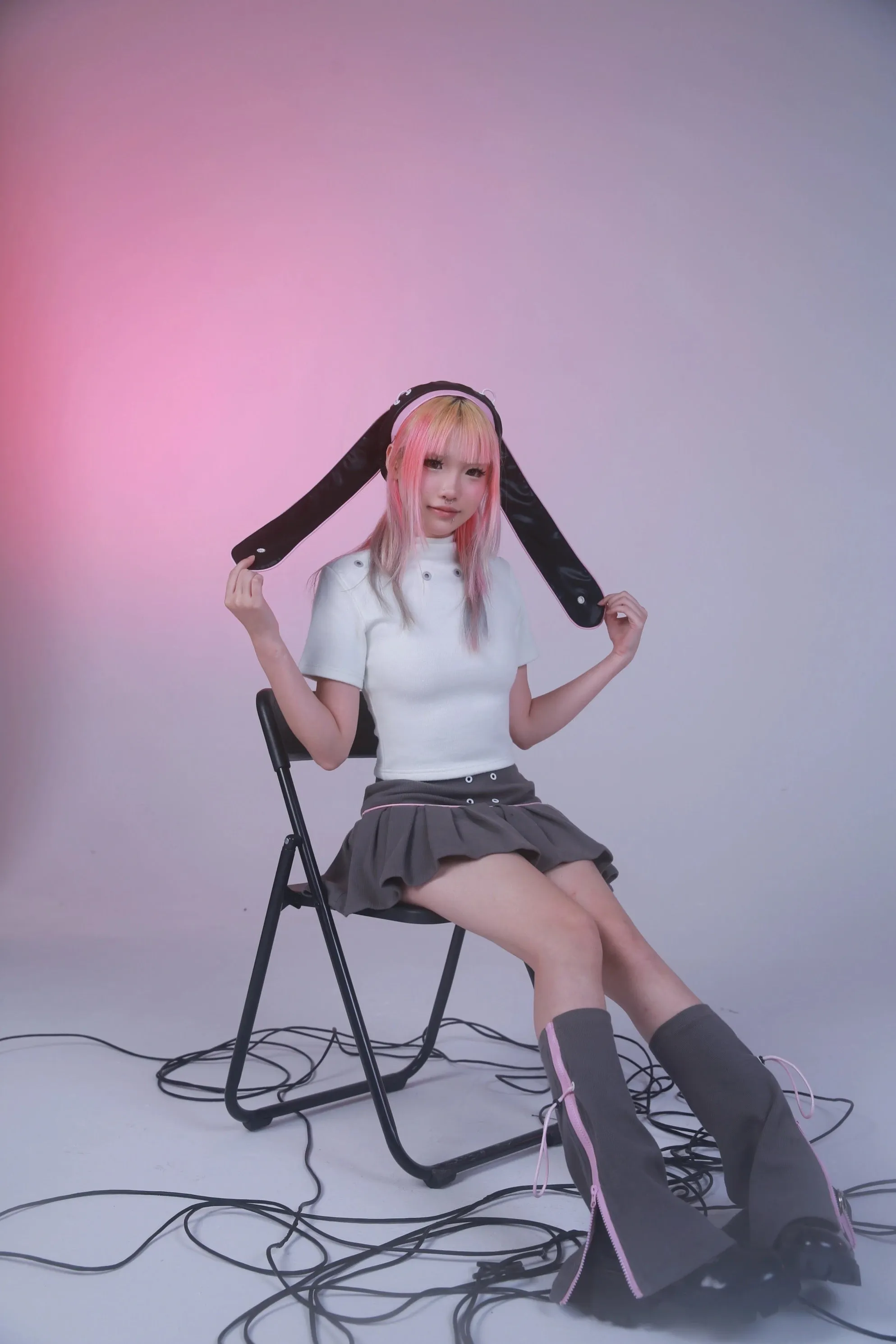 [Evil tooth]Mechanical Punk High-Neck Top