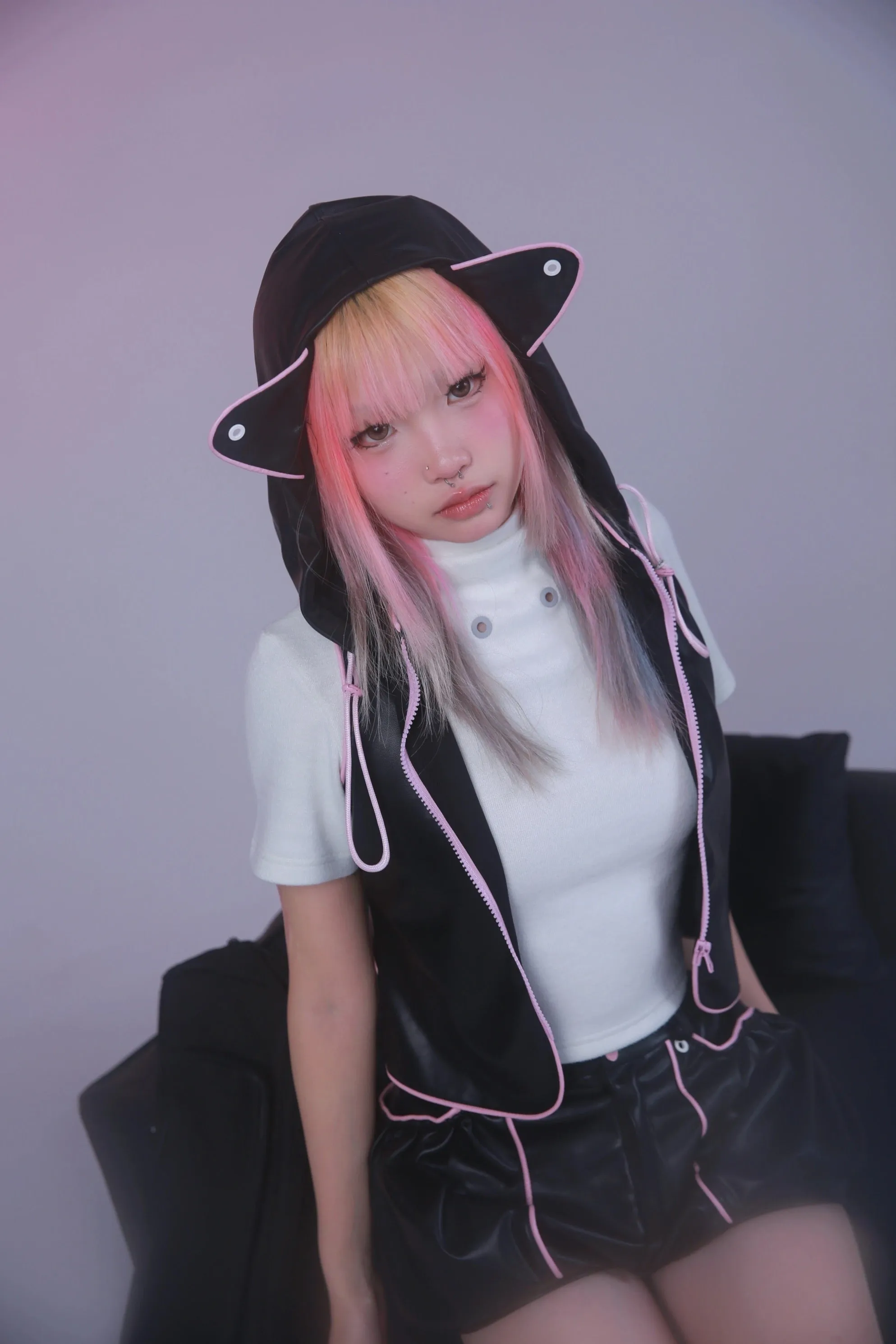 [Evil tooth]Mechanical Punk High-Neck Top