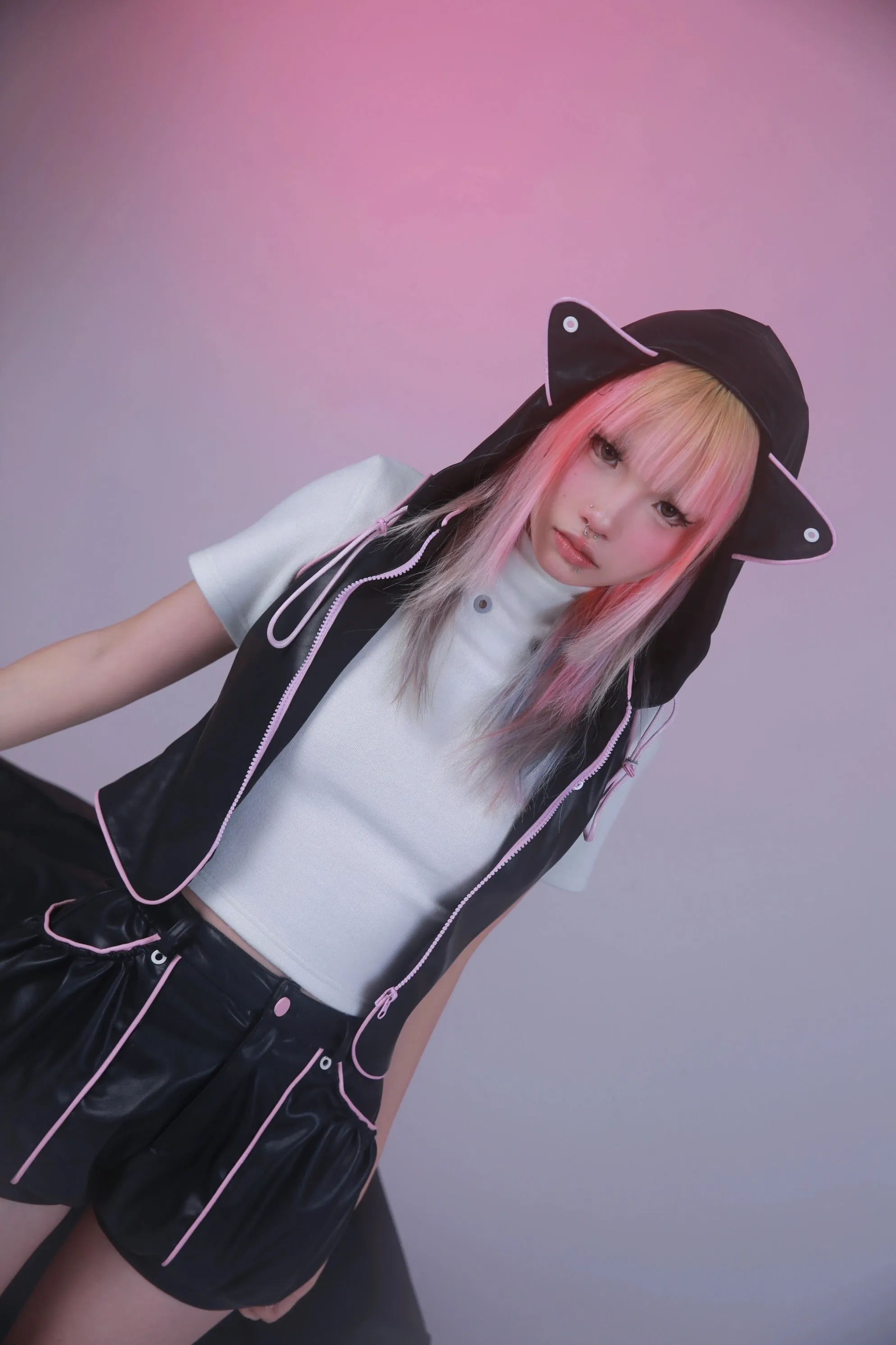 [Evil tooth]Mechanical Punk High-Neck Top
