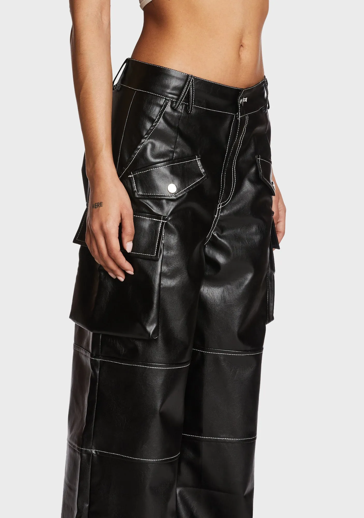 Faye Faux Leather Cargo Pants