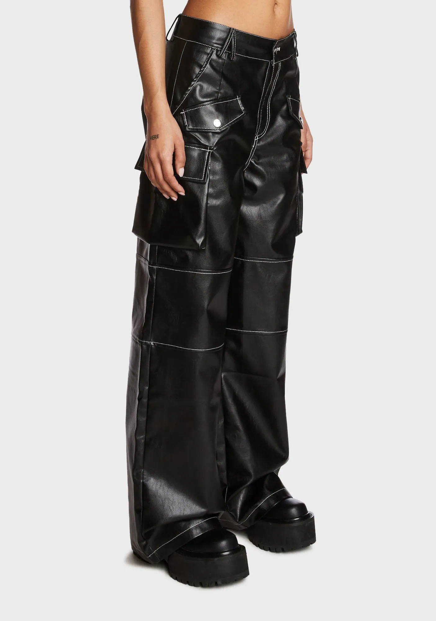Faye Faux Leather Cargo Pants