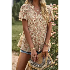 Floral Print  Baby Doll Blouse
