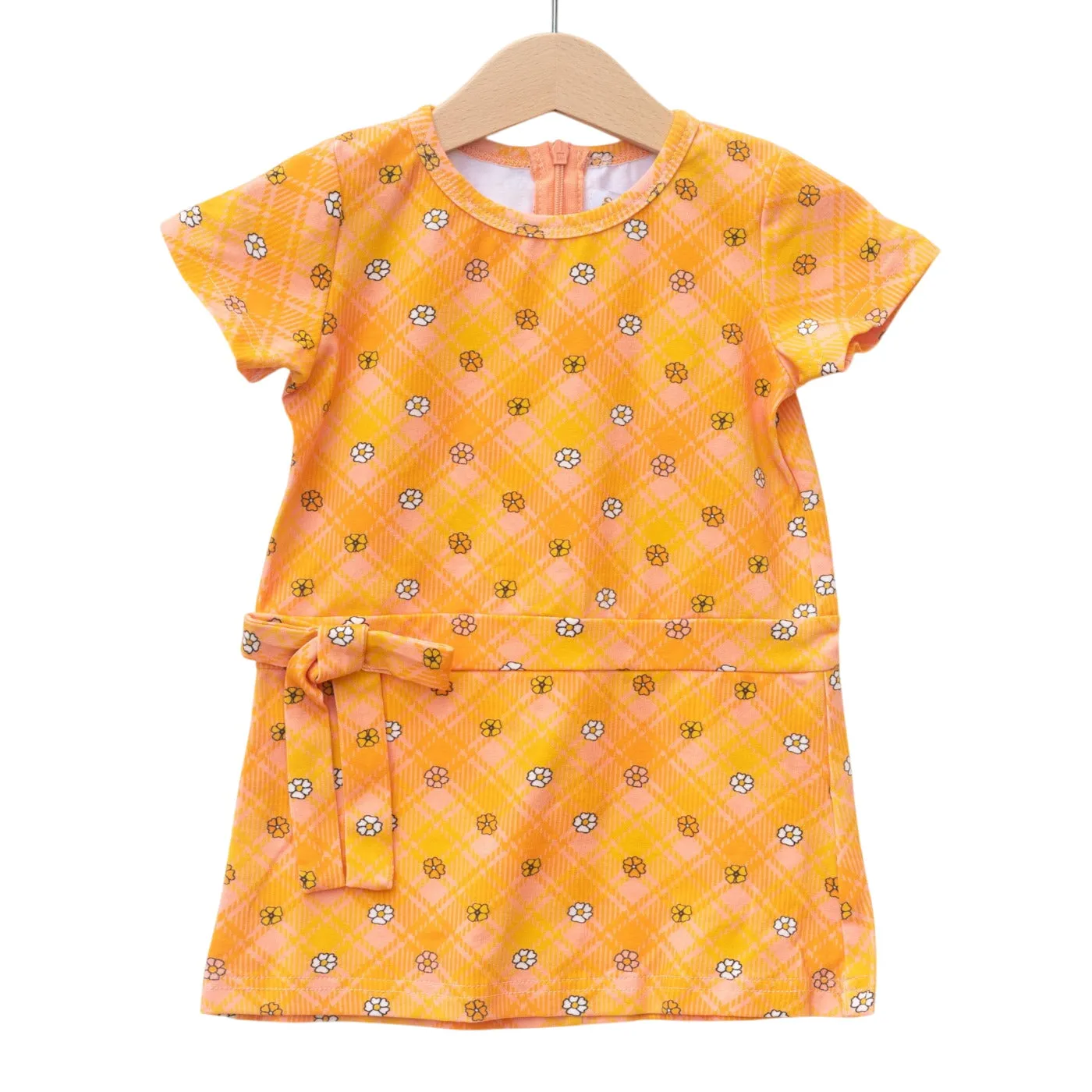 Flower Power Plaid Mod Dress For Baby And Toddler Girls
