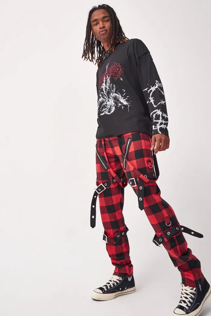 Gothic Barbed Wire Print Long Sleeve T-shirt
